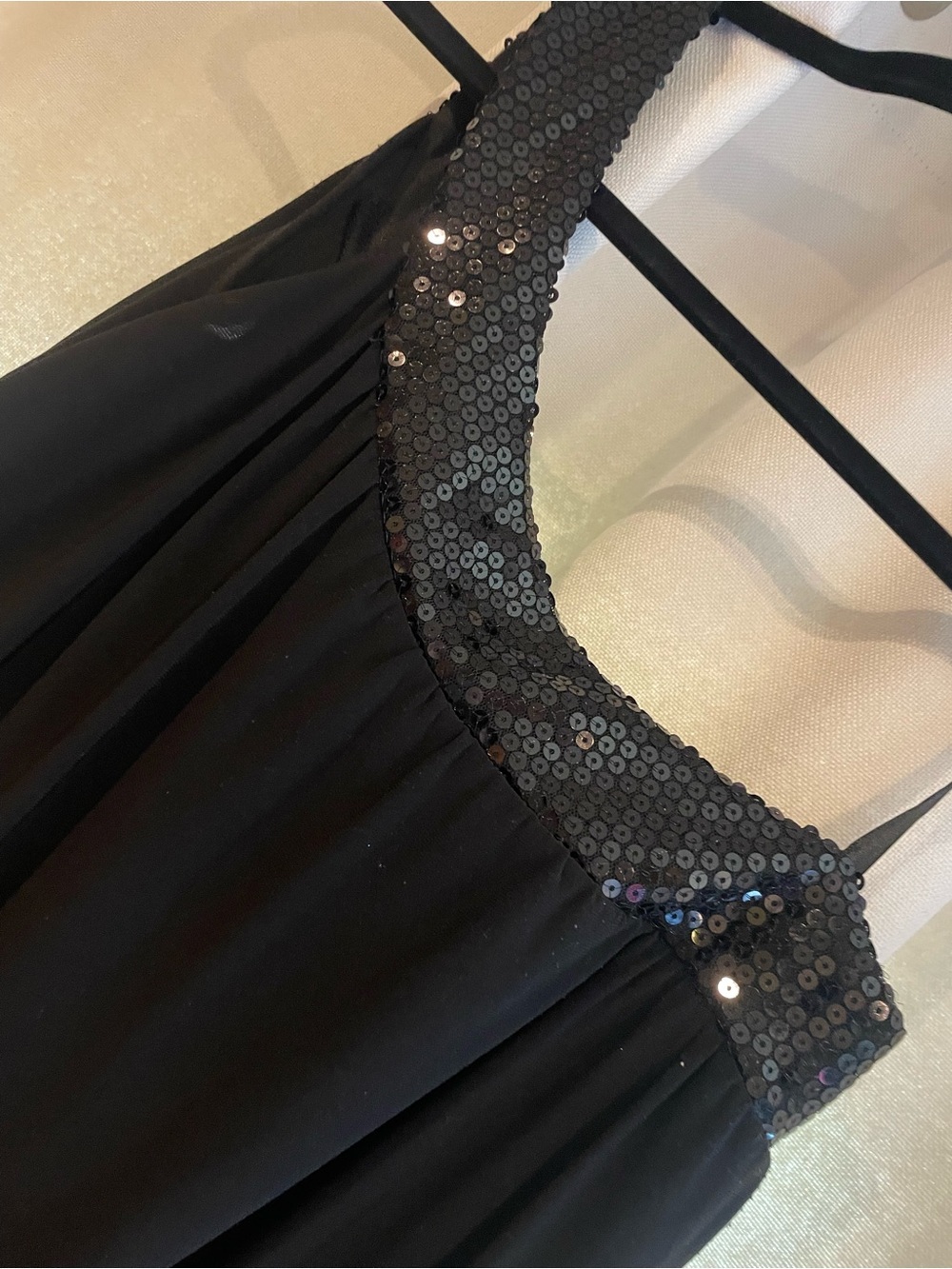 Deb Black Strapless Dress with Sequin Trim
